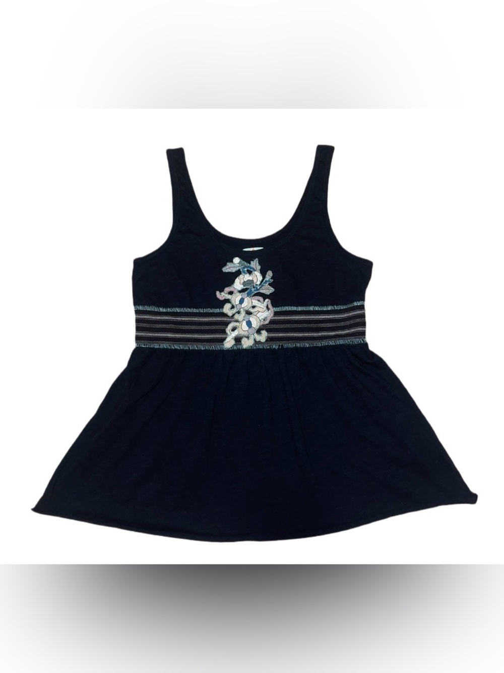 Y2K Free People Sequin Appliqué Baby Doll Tank
